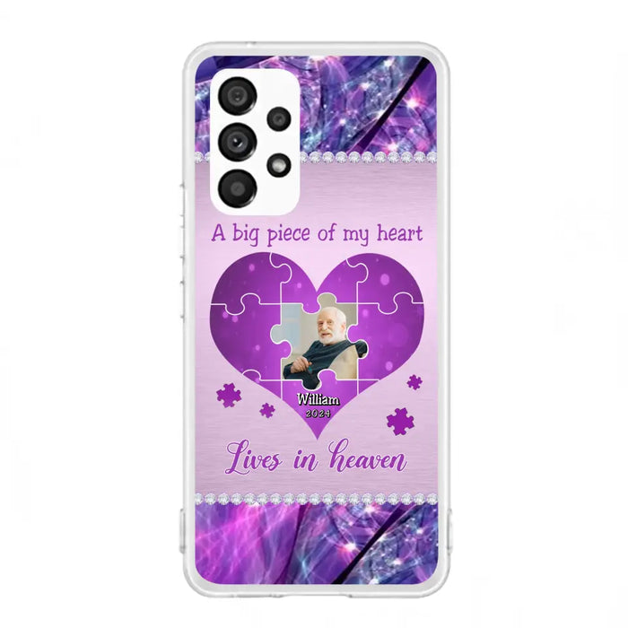 Custom Personalized Memorial Photo Phone Case - Memorial Gift Idea for Father's Day -  A Big Piece Of My Heart Lives In Heaven - Case for iPhone/Samsung