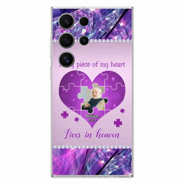 Custom Personalized Memorial Photo Phone Case - Memorial Gift Idea for Father's Day -  A Big Piece Of My Heart Lives In Heaven - Case for iPhone/Samsung