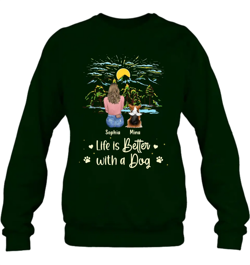 Personalized Pet Shirt/Hoodie - Up to 4 Dogs/Cats/Rabbits - Gift Idea For Pet Lover/Father's Day/Mother's Day - Life Is Better With Dogs