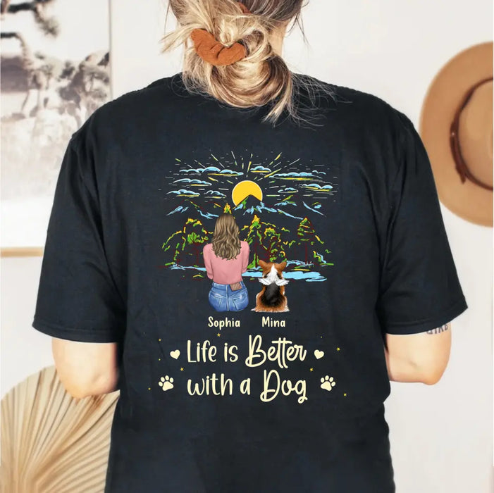 Custom Personalized Pet Shirt/ Hoodie - Upto 4 Dogs/ Cats/ Rabbits - Gift Idea For Pet Lover/ Father's Day/ Mother's Day - Life Is Better With Dogs