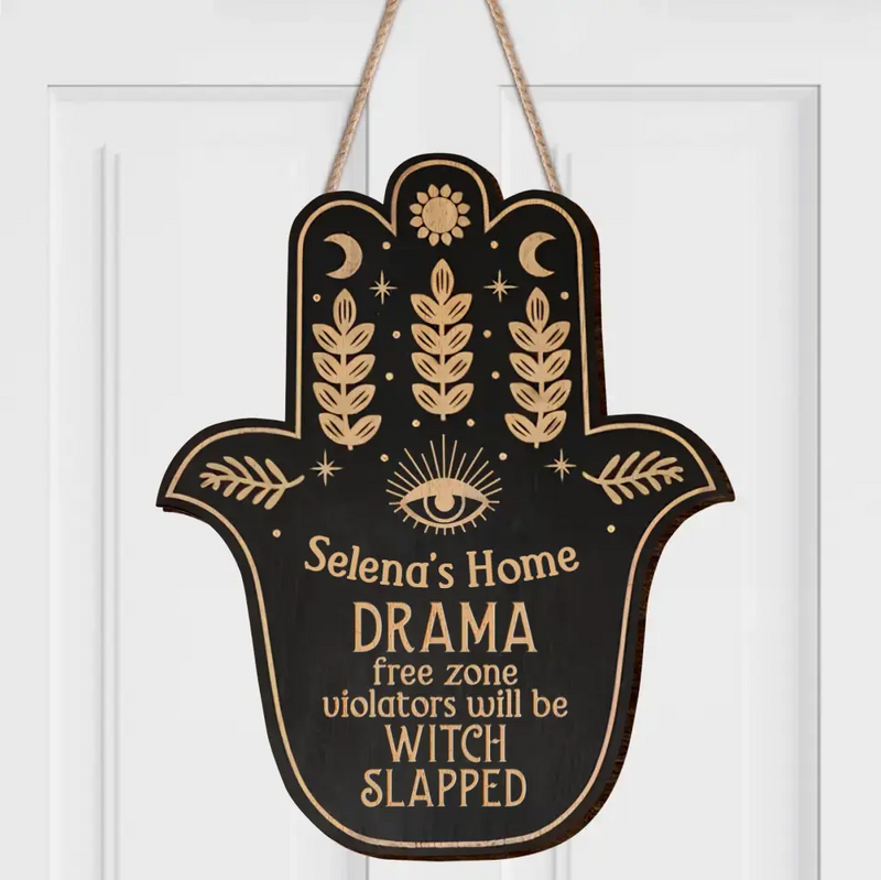 Personalized Witch Wooden Sign - Gift Idea for Witch/Wicca Decor/Pagan Decor - Drama Free Zone Violators Will Be Witch Slapped