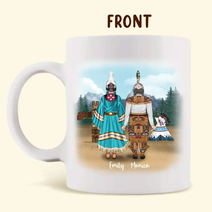 Custom Personalized Native American Coffee Mug - Best Gift For Mom - Native American Mom & 2 Daughters  - We Are Beautiful We Are Proud