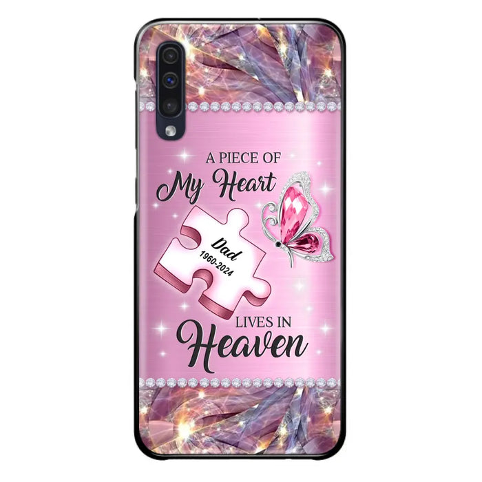 Custom Personalized Memorial Piece Phone Case - Memorial Gift Idea for Father's Day - A Piece Of My Heart Lives In Heaven - Case for iPhone/ Samsung