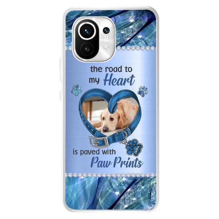 Custom Personalized Memorial Dog Collar Phone Case - Upload Photo - Memorial Gift Idea For Dog Owner - The Road To My Heart Is Paved With Paw Prints - Case for Xiaomi/ Oppo/ Huawei