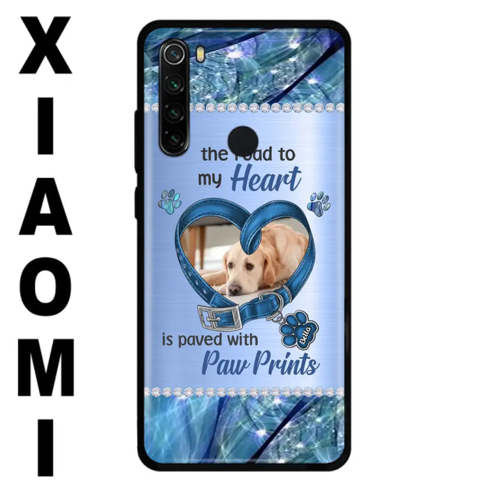 Custom Personalized Memorial Dog Collar Phone Case - Upload Photo - Memorial Gift Idea For Dog Owner - The Road To My Heart Is Paved With Paw Prints - Case for Xiaomi/ Oppo/ Huawei