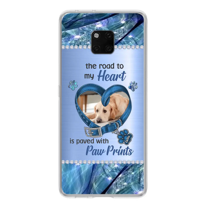 Custom Personalized Memorial Dog Collar Phone Case - Upload Photo - Memorial Gift Idea For Dog Owner - The Road To My Heart Is Paved With Paw Prints - Case for Xiaomi/ Oppo/ Huawei