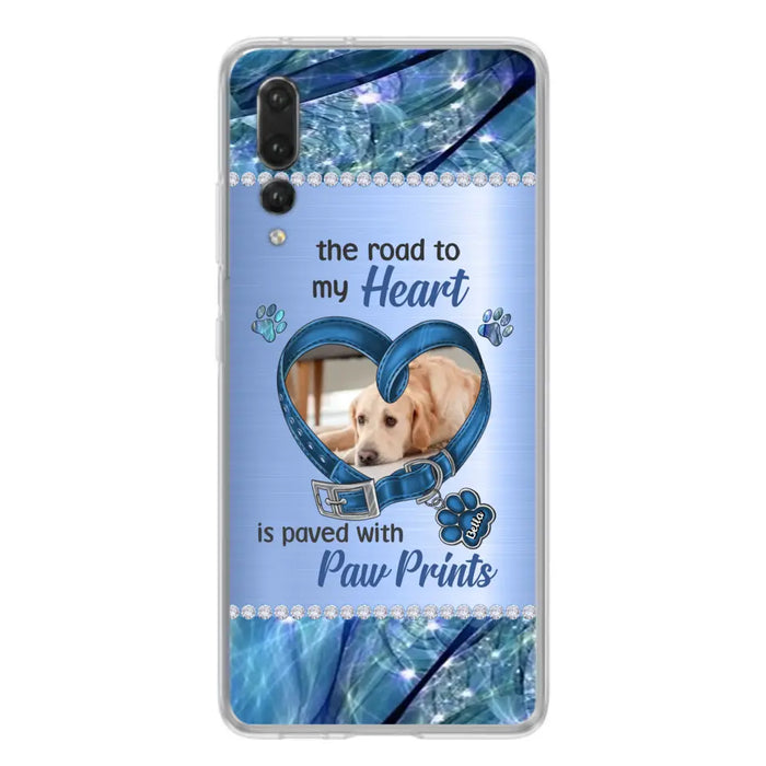 Custom Personalized Memorial Dog Collar Phone Case - Upload Photo - Memorial Gift Idea For Dog Owner - The Road To My Heart Is Paved With Paw Prints - Case for Xiaomi/ Oppo/ Huawei