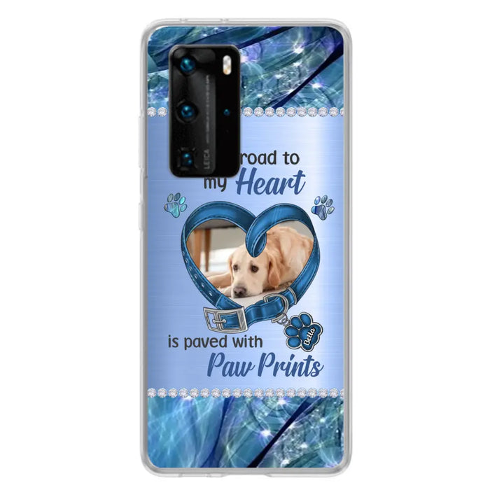 Custom Personalized Memorial Dog Collar Phone Case - Upload Photo - Memorial Gift Idea For Dog Owner - The Road To My Heart Is Paved With Paw Prints - Case for Xiaomi/ Oppo/ Huawei