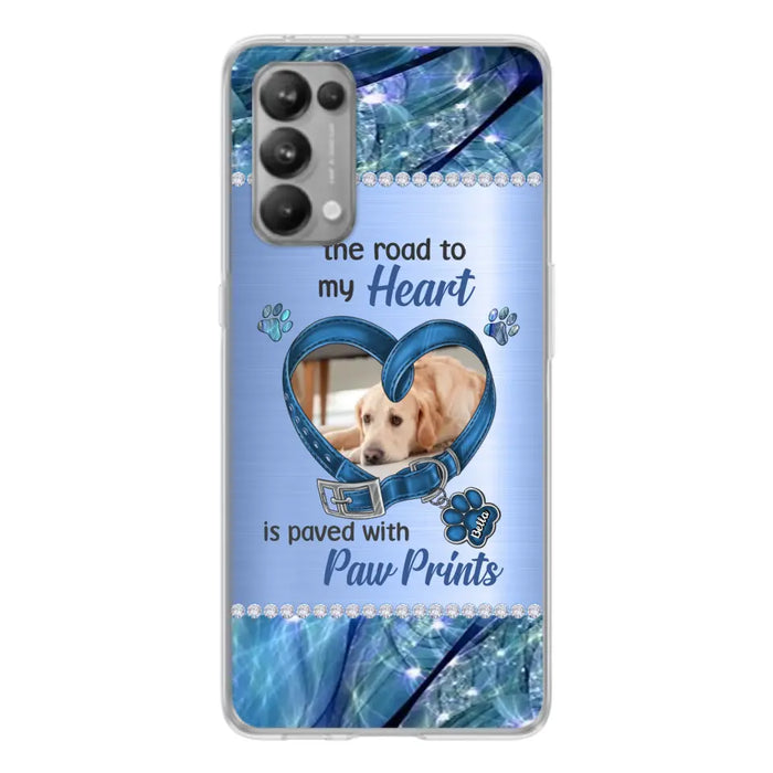 Custom Personalized Memorial Dog Collar Phone Case - Upload Photo - Memorial Gift Idea For Dog Owner - The Road To My Heart Is Paved With Paw Prints - Case for Xiaomi/ Oppo/ Huawei