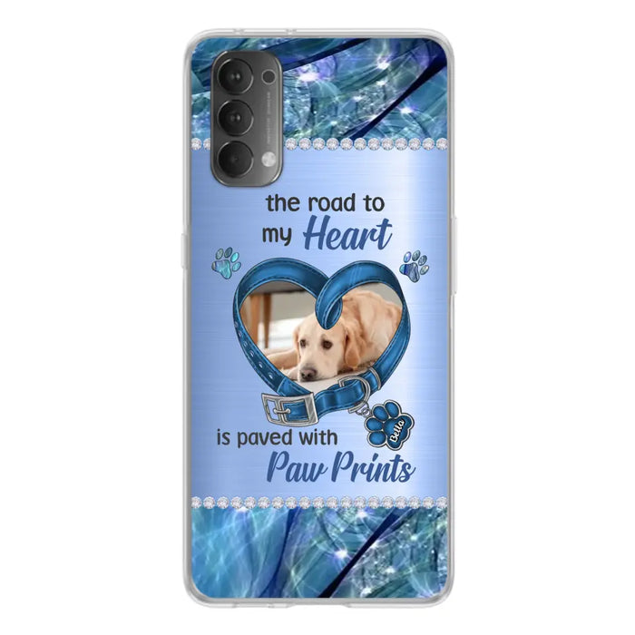 Custom Personalized Memorial Dog Collar Phone Case - Upload Photo - Memorial Gift Idea For Dog Owner - The Road To My Heart Is Paved With Paw Prints - Case for Xiaomi/ Oppo/ Huawei