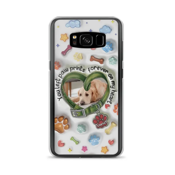 Custom Personalized Memorial Dog 3D Inflated Effect Phone Case - Upload Photo - Memorial Gift Idea - You Left Paw Prints Forever On My Heart - Case for iPhone/ Samsung