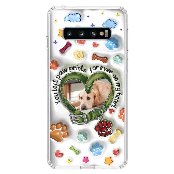 Custom Personalized Memorial Dog 3D Inflated Effect Phone Case - Upload Photo - Memorial Gift Idea - You Left Paw Prints Forever On My Heart - Case for iPhone/ Samsung