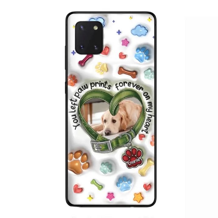 Custom Personalized Memorial Dog 3D Inflated Effect Phone Case - Upload Photo - Memorial Gift Idea - You Left Paw Prints Forever On My Heart - Case for iPhone/ Samsung