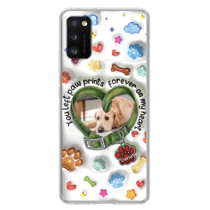 Custom Personalized Memorial Dog 3D Inflated Effect Phone Case - Upload Photo - Memorial Gift Idea - You Left Paw Prints Forever On My Heart - Case for iPhone/ Samsung