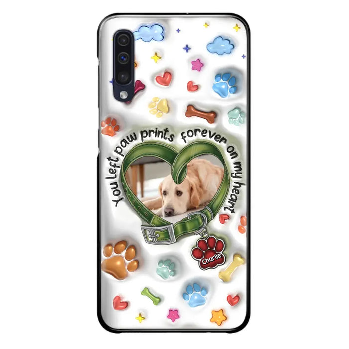 Custom Personalized Memorial Dog 3D Inflated Effect Phone Case - Upload Photo - Memorial Gift Idea - You Left Paw Prints Forever On My Heart - Case for iPhone/ Samsung