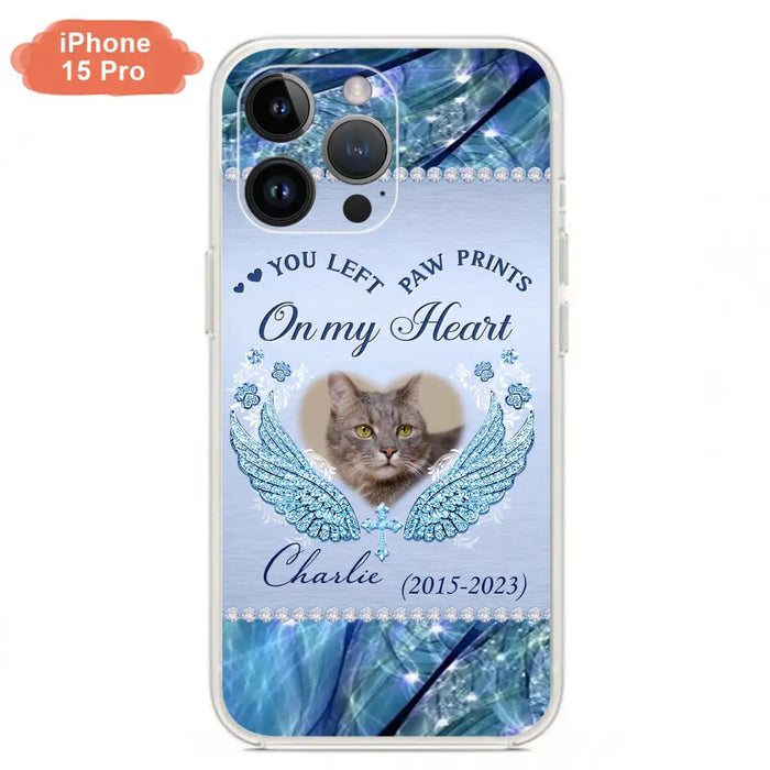 Custom Personalized Memorial Phone Case - Upload Photo - Memorial Gift Idea For Dog/ Cat Lover - You Left Paw Prints On My Heart - Case for iPhone/Samsung