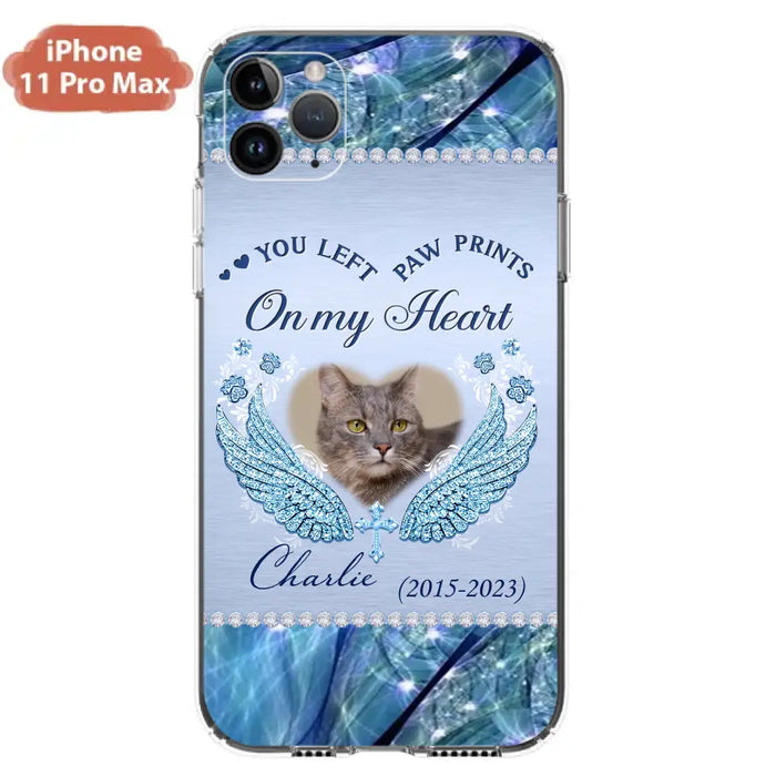 Custom Personalized Memorial Phone Case - Upload Photo - Memorial Gift Idea For Dog/ Cat Lover - You Left Paw Prints On My Heart - Case for iPhone/Samsung