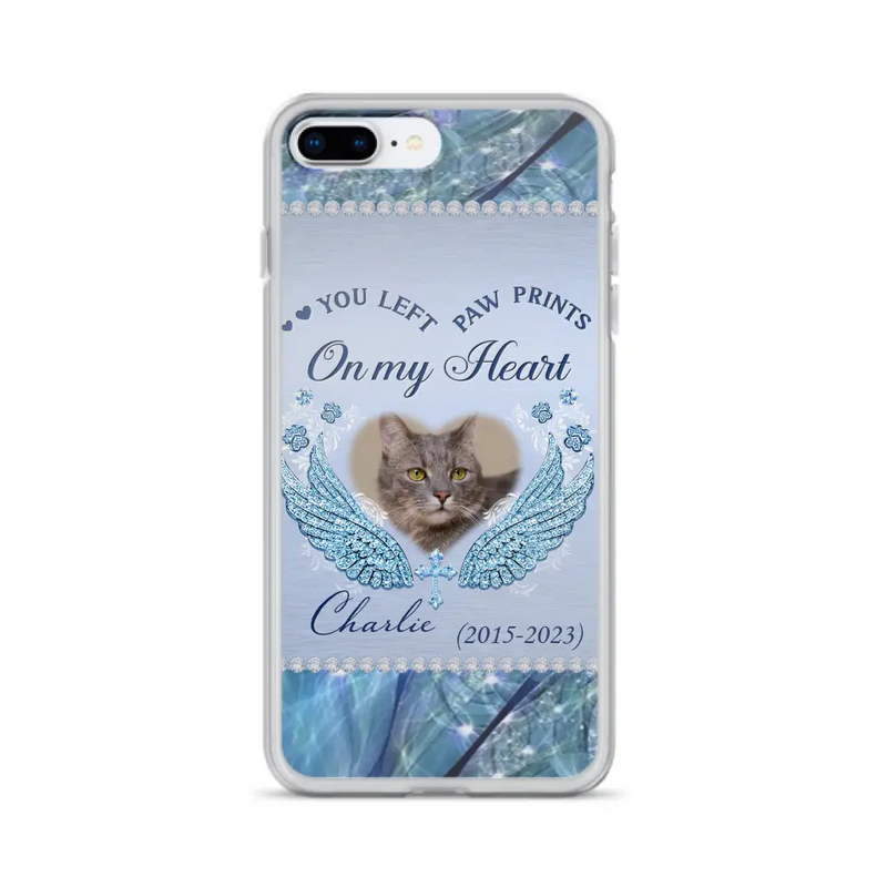 Custom Personalized Memorial Phone Case - Upload Photo - Memorial Gift Idea For Dog/ Cat Lover - You Left Paw Prints On My Heart - Case for iPhone/Samsung