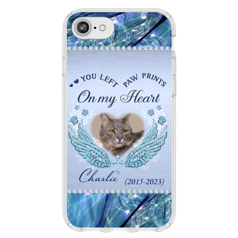 Custom Personalized Memorial Phone Case - Upload Photo - Memorial Gift Idea For Dog/ Cat Lover - You Left Paw Prints On My Heart - Case for iPhone/Samsung
