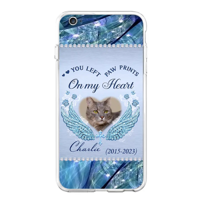 Custom Personalized Memorial Phone Case - Upload Photo - Memorial Gift Idea For Dog/ Cat Lover - You Left Paw Prints On My Heart - Case for iPhone/Samsung