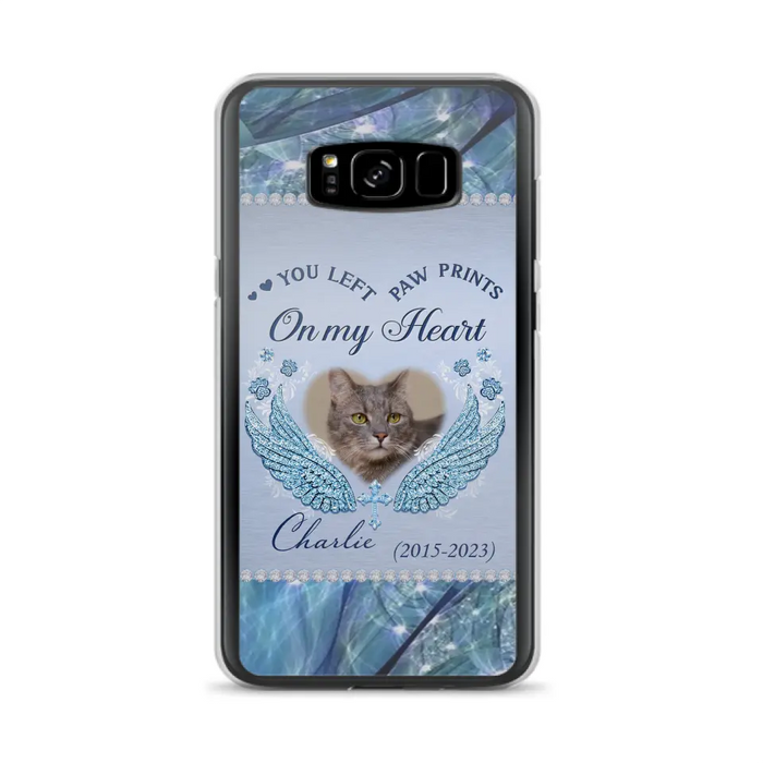 Custom Personalized Memorial Phone Case - Upload Photo - Memorial Gift Idea For Dog/ Cat Lover - You Left Paw Prints On My Heart - Case for iPhone/Samsung