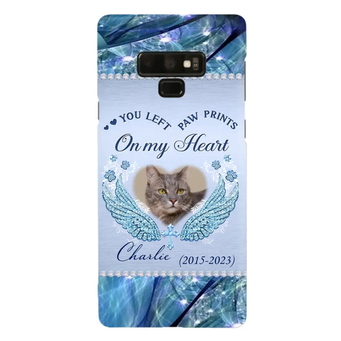 Custom Personalized Memorial Phone Case - Upload Photo - Memorial Gift Idea For Dog/ Cat Lover - You Left Paw Prints On My Heart - Case for iPhone/Samsung