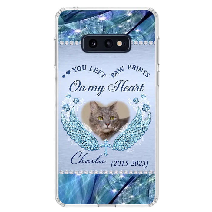 Custom Personalized Memorial Phone Case - Upload Photo - Memorial Gift Idea For Dog/ Cat Lover - You Left Paw Prints On My Heart - Case for iPhone/Samsung