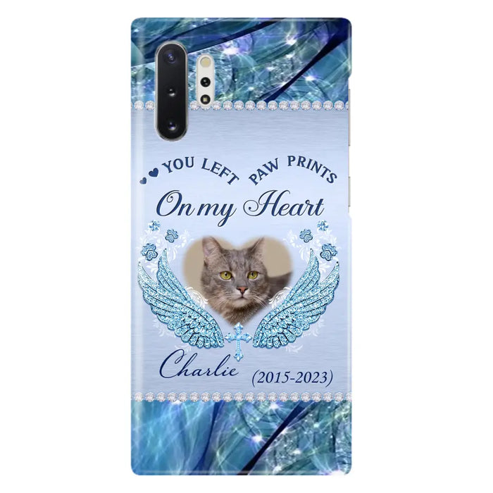 Custom Personalized Memorial Phone Case - Upload Photo - Memorial Gift Idea For Dog/ Cat Lover - You Left Paw Prints On My Heart - Case for iPhone/Samsung