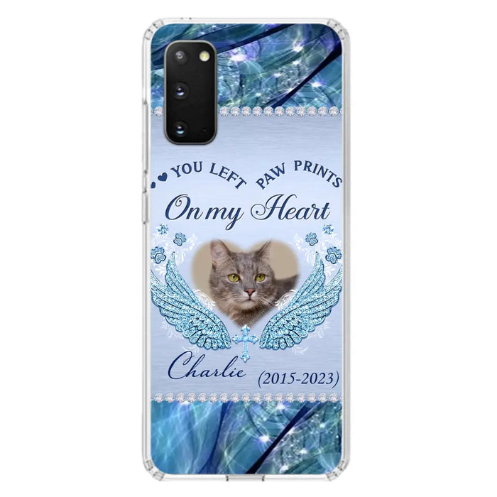 Custom Personalized Memorial Phone Case - Upload Photo - Memorial Gift Idea For Dog/ Cat Lover - You Left Paw Prints On My Heart - Case for iPhone/Samsung