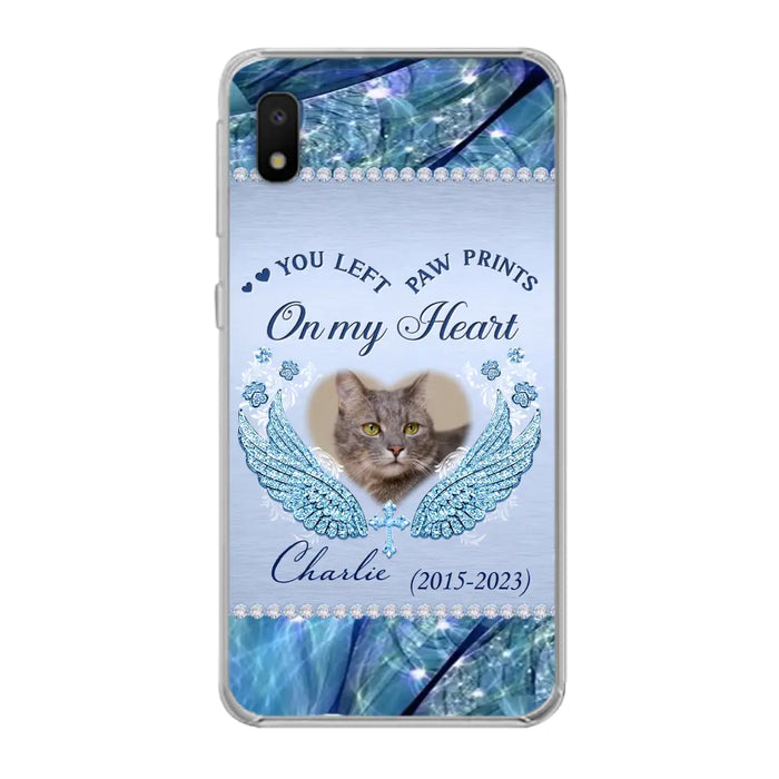 Custom Personalized Memorial Phone Case - Upload Photo - Memorial Gift Idea For Dog/ Cat Lover - You Left Paw Prints On My Heart - Case for iPhone/Samsung