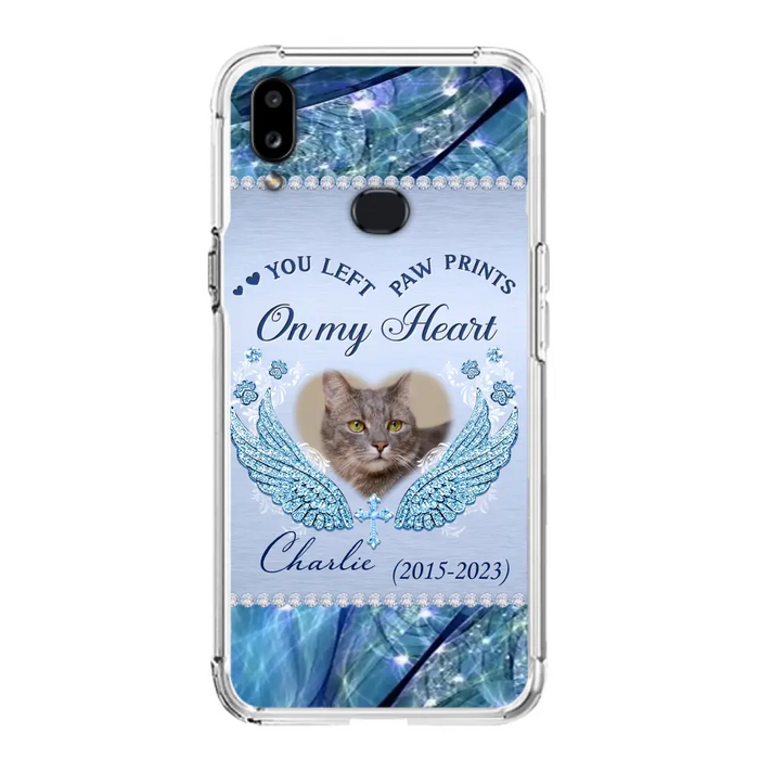 Custom Personalized Memorial Phone Case - Upload Photo - Memorial Gift Idea For Dog/ Cat Lover - You Left Paw Prints On My Heart - Case for iPhone/Samsung