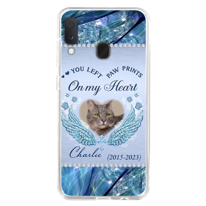 Custom Personalized Memorial Phone Case - Upload Photo - Memorial Gift Idea For Dog/ Cat Lover - You Left Paw Prints On My Heart - Case for iPhone/Samsung