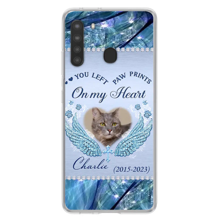 Custom Personalized Memorial Phone Case - Upload Photo - Memorial Gift Idea For Dog/ Cat Lover - You Left Paw Prints On My Heart - Case for iPhone/Samsung