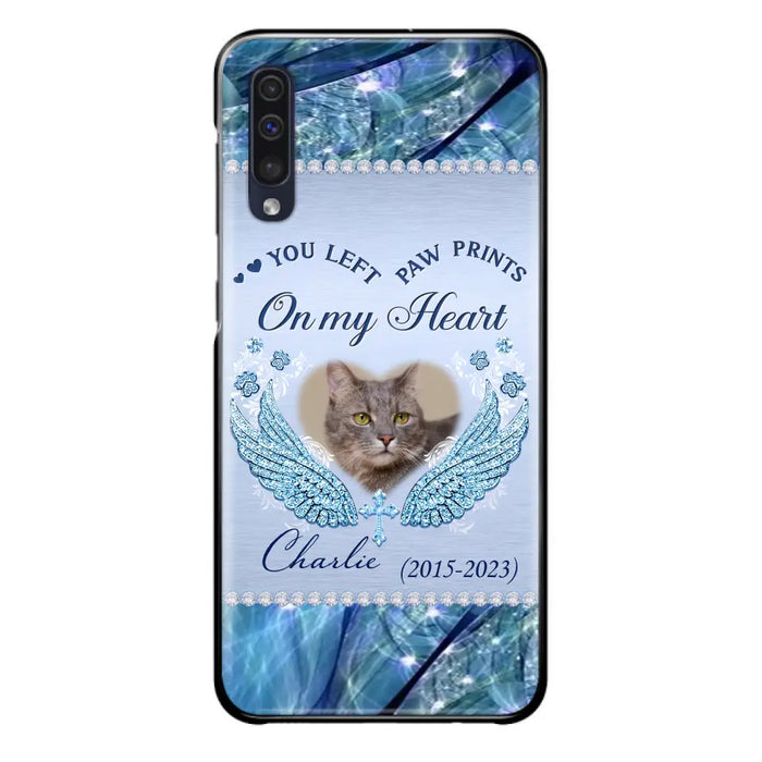 Custom Personalized Memorial Phone Case - Upload Photo - Memorial Gift Idea For Dog/ Cat Lover - You Left Paw Prints On My Heart - Case for iPhone/Samsung