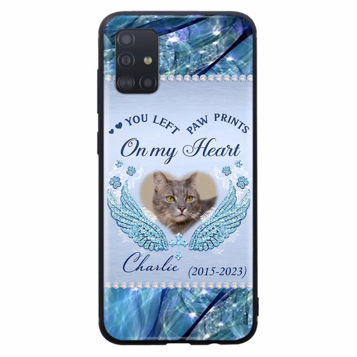 Custom Personalized Memorial Phone Case - Upload Photo - Memorial Gift Idea For Dog/ Cat Lover - You Left Paw Prints On My Heart - Case for iPhone/Samsung