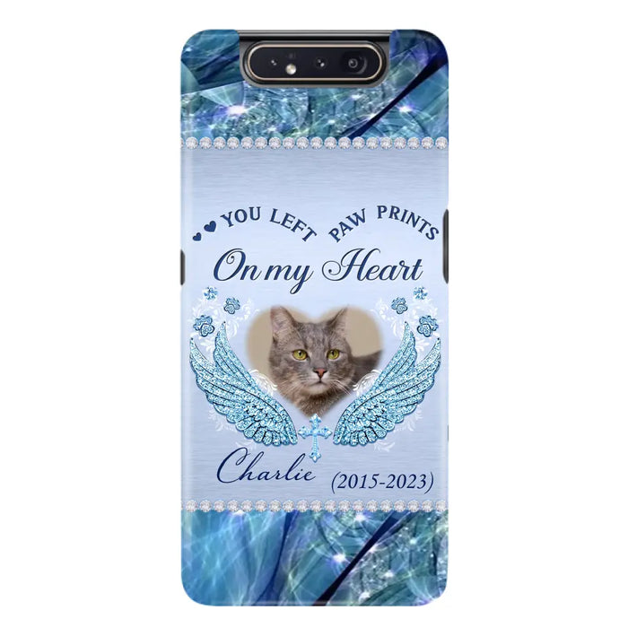 Custom Personalized Memorial Phone Case - Upload Photo - Memorial Gift Idea For Dog/ Cat Lover - You Left Paw Prints On My Heart - Case for iPhone/Samsung