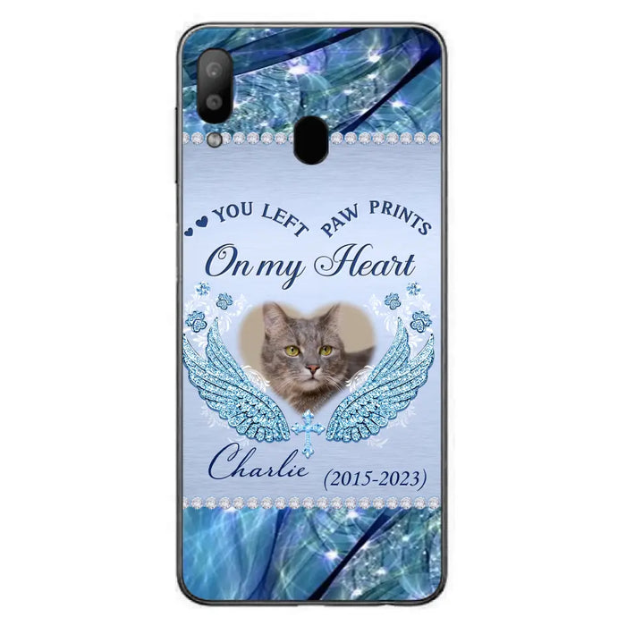 Custom Personalized Memorial Phone Case - Upload Photo - Memorial Gift Idea For Dog/ Cat Lover - You Left Paw Prints On My Heart - Case for iPhone/Samsung