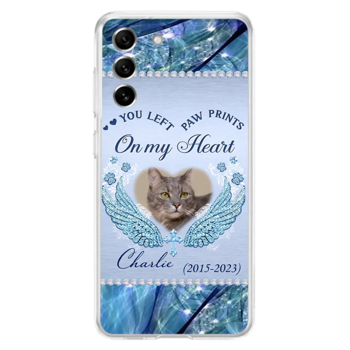 Custom Personalized Memorial Phone Case - Upload Photo - Memorial Gift Idea For Dog/ Cat Lover - You Left Paw Prints On My Heart - Case for iPhone/Samsung