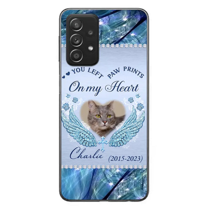 Custom Personalized Memorial Phone Case - Upload Photo - Memorial Gift Idea For Dog/ Cat Lover - You Left Paw Prints On My Heart - Case for iPhone/Samsung