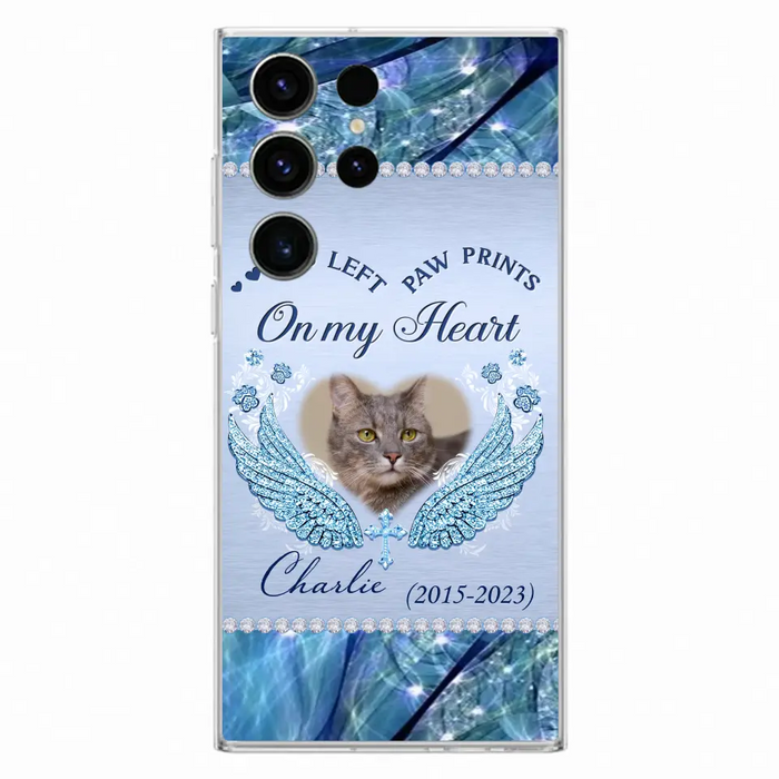 Custom Personalized Memorial Phone Case - Upload Photo - Memorial Gift Idea For Dog/ Cat Lover - You Left Paw Prints On My Heart - Case for iPhone/Samsung