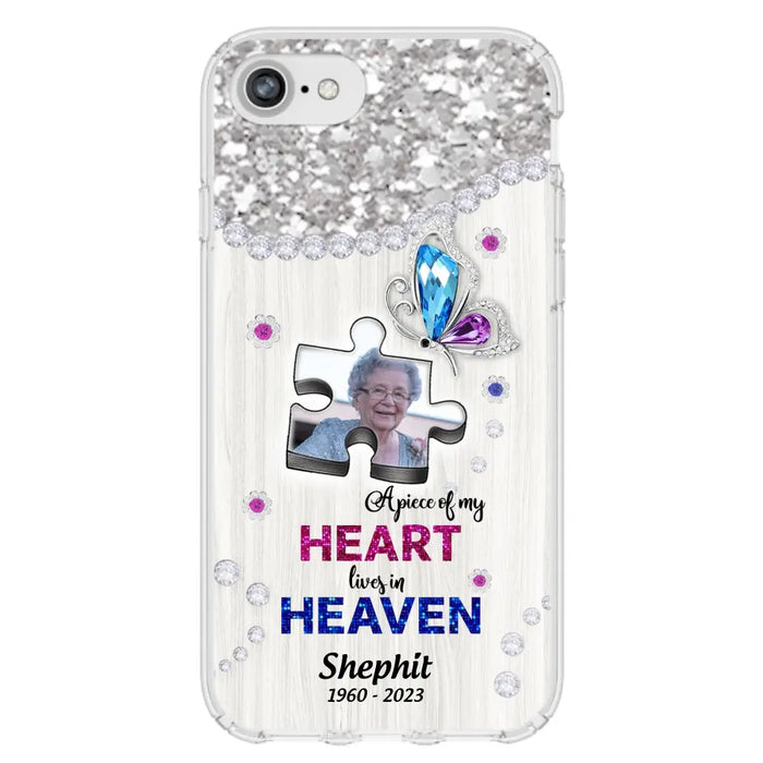 Custom Personalized Memorial Phone Case - Upload Photo - Memorial Gift Idea For Family Member -  A Piece Of My Heart Lives In Heaven - Case for iPhone/ Samsung