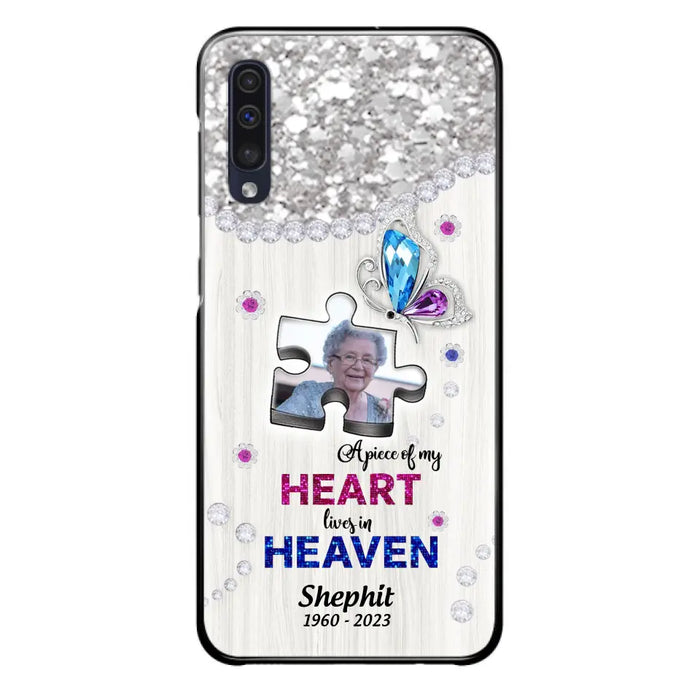 Custom Personalized Memorial Phone Case - Upload Photo - Memorial Gift Idea For Family Member -  A Piece Of My Heart Lives In Heaven - Case for iPhone/ Samsung