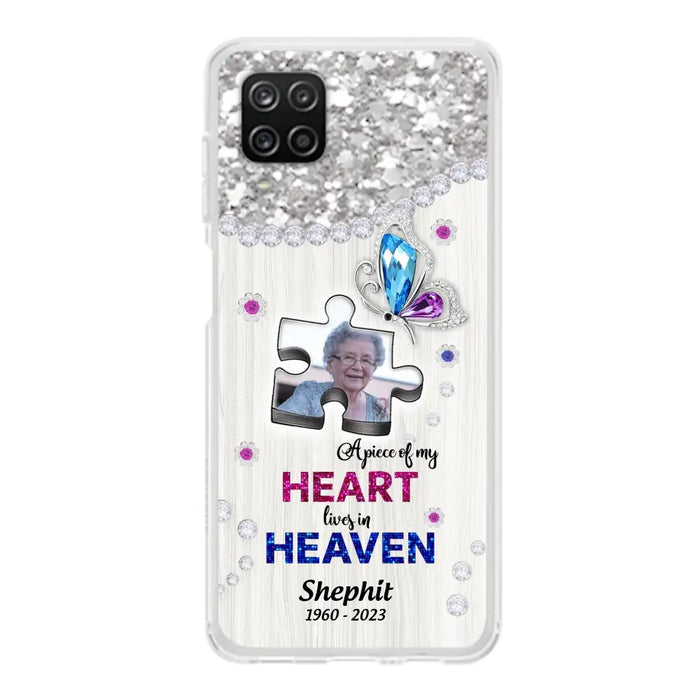 Custom Personalized Memorial Phone Case - Upload Photo - Memorial Gift Idea For Family Member -  A Piece Of My Heart Lives In Heaven - Case for iPhone/ Samsung