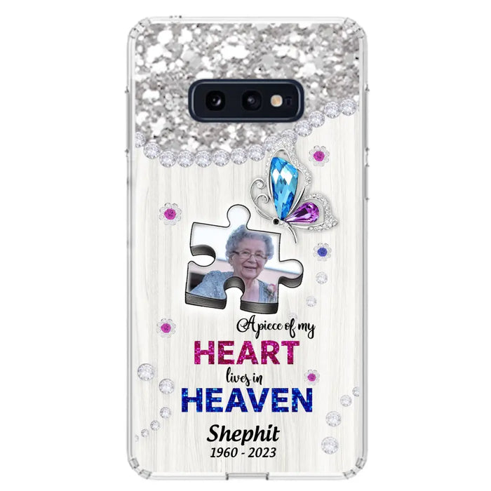 Custom Personalized Memorial Phone Case - Upload Photo - Memorial Gift Idea For Family Member -  A Piece Of My Heart Lives In Heaven - Case for iPhone/ Samsung