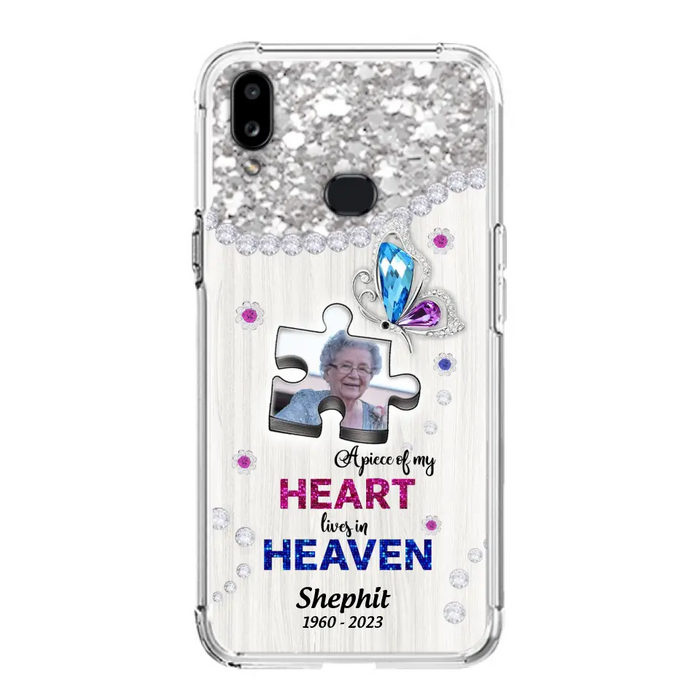 Custom Personalized Memorial Phone Case - Upload Photo - Memorial Gift Idea For Family Member -  A Piece Of My Heart Lives In Heaven - Case for iPhone/ Samsung