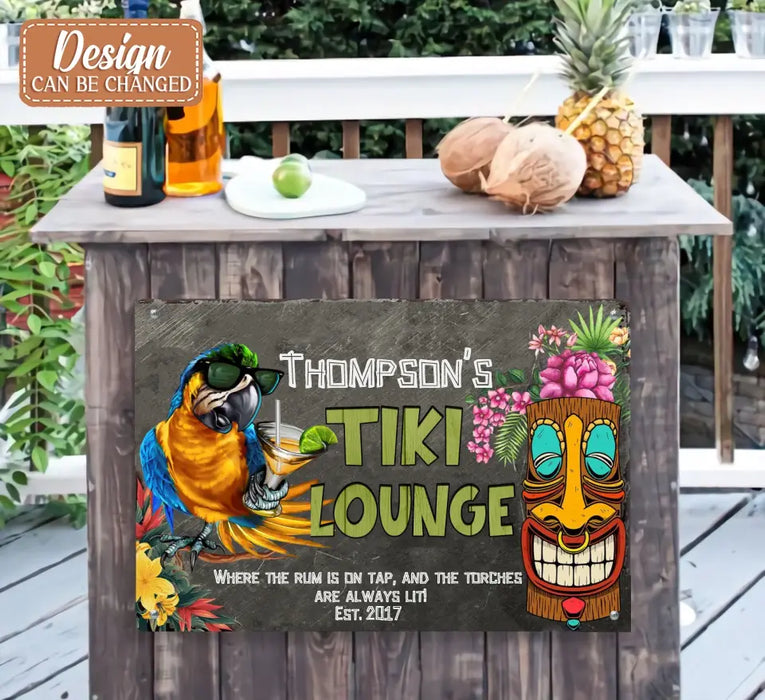 Custom Personalized Welcome To Tiki Bar Wooden Sign - Summer Gift Idea For Family - Open Until The Booze Runs Out