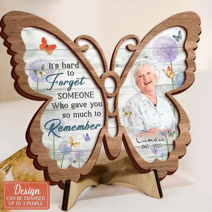 Custom Personalized Memorial Butterfly 2 Layered Wooden Art - Upload Photo - Upto 3 People - Memorial Gift For Family Member - Those We Love Don't Go Away They Fly Beside Us Every Day