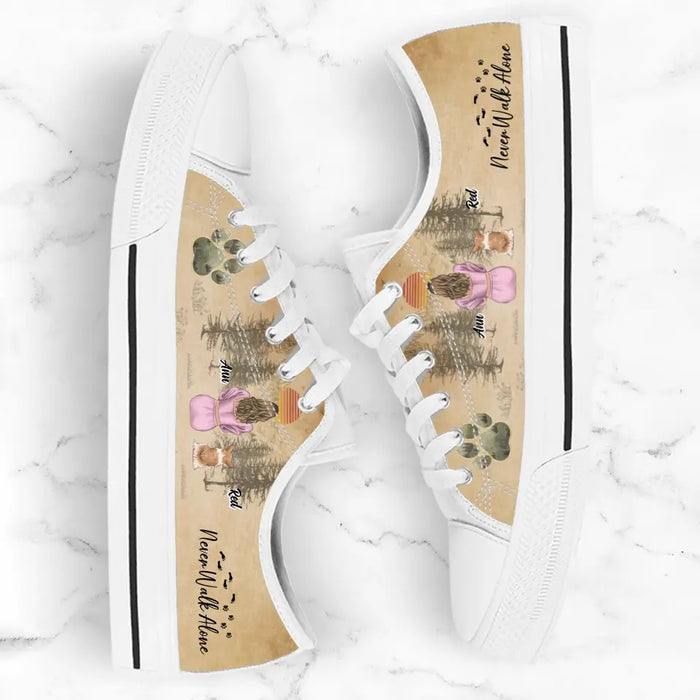 Custom Personalized Dog Mom Canvas Sneakers - Upto 4 Dogs - Mother's Day Gift Idea For Dog Lovers - Never Walk Alone