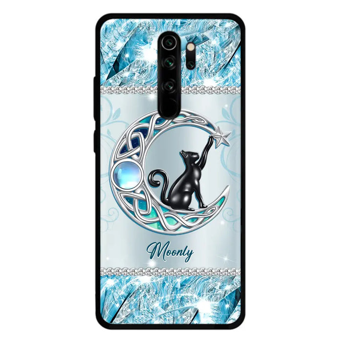 Custom Personalized Black Cat Moonstone Phone Case - Gift Idea For Cat Lover - Case For Oppo/ Huawei/ Xiaomi