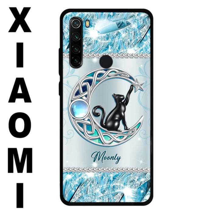 Custom Personalized Black Cat Moonstone Phone Case - Gift Idea For Cat Lover - Case For Oppo/ Huawei/ Xiaomi